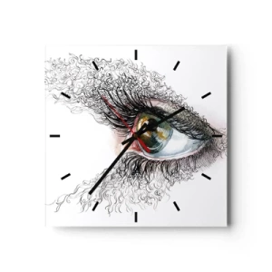 Reloj de pared - Reloj de vidrio - Un ojo artístico con un iris de color verde amarillento y detalles intrincados. - 30x30cm - Mira directamente a tu alma - Decoración de pared moderna para salón y dormitorio ARTTOR