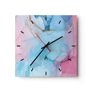 Reloj de pared - Reloj de vidrio - Patrones abstractos pastel con acentos dorados - 30x30cm - Reuniones y encuentros de colores - Decoración de pared moderna para salón y dormitorio ARTTOR
