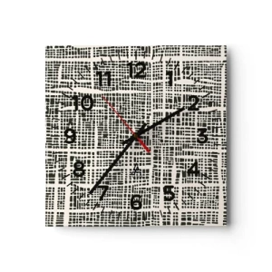 Reloj de pared - Reloj de vidrio - Composición del tejido - 30x30 cm