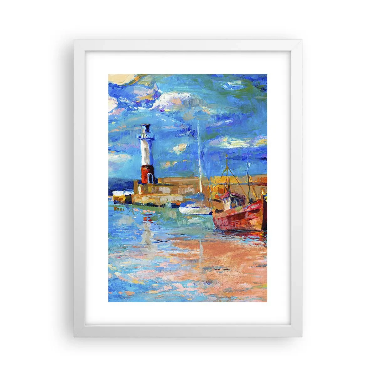 Póster en marco blanco - Tarde en la bahía del arco iris - 30x40 cm