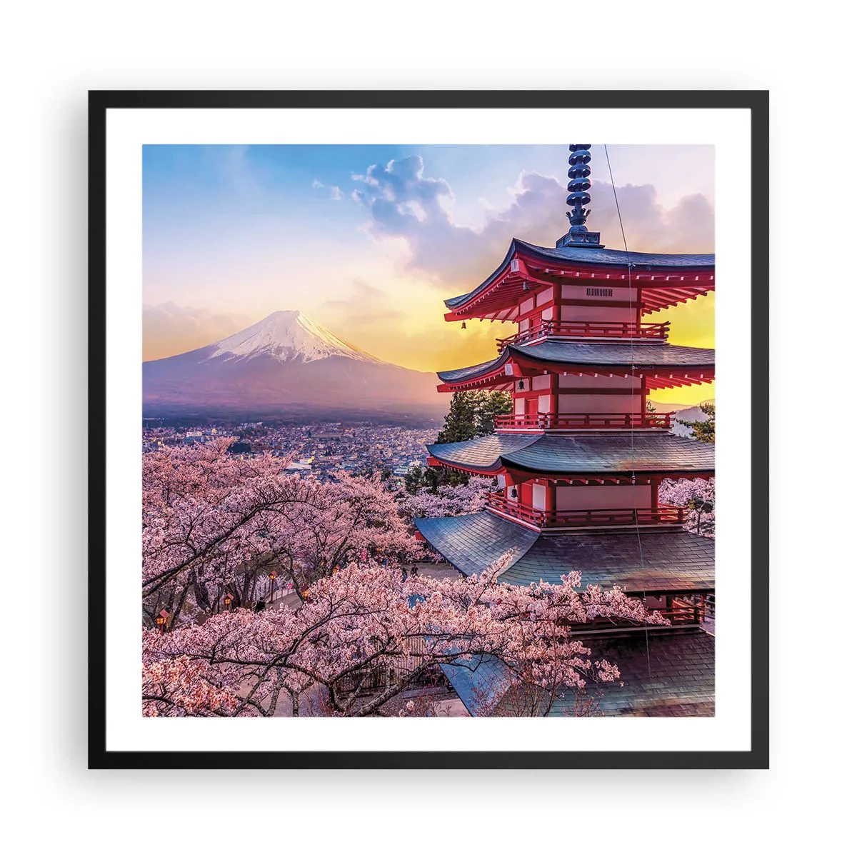 Póster en marco negro - La esencia del espíritu japonés - 60x60 cm