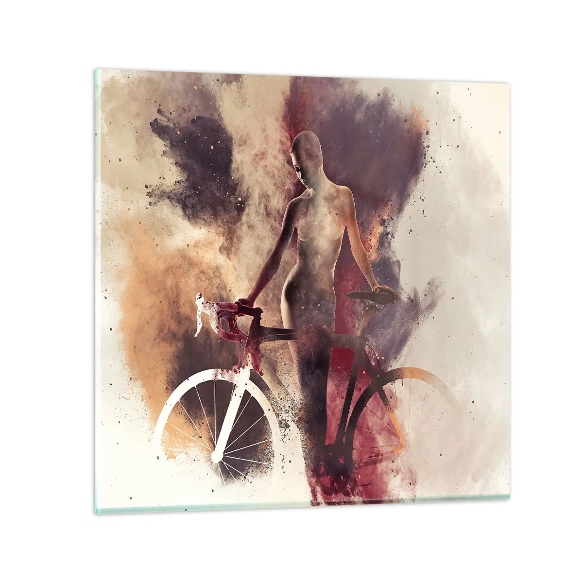 Cuadro sobre vidrio - Impresiones sobre Vidrio - En las formas de mármol un alma ciclista - 50x50 cm
