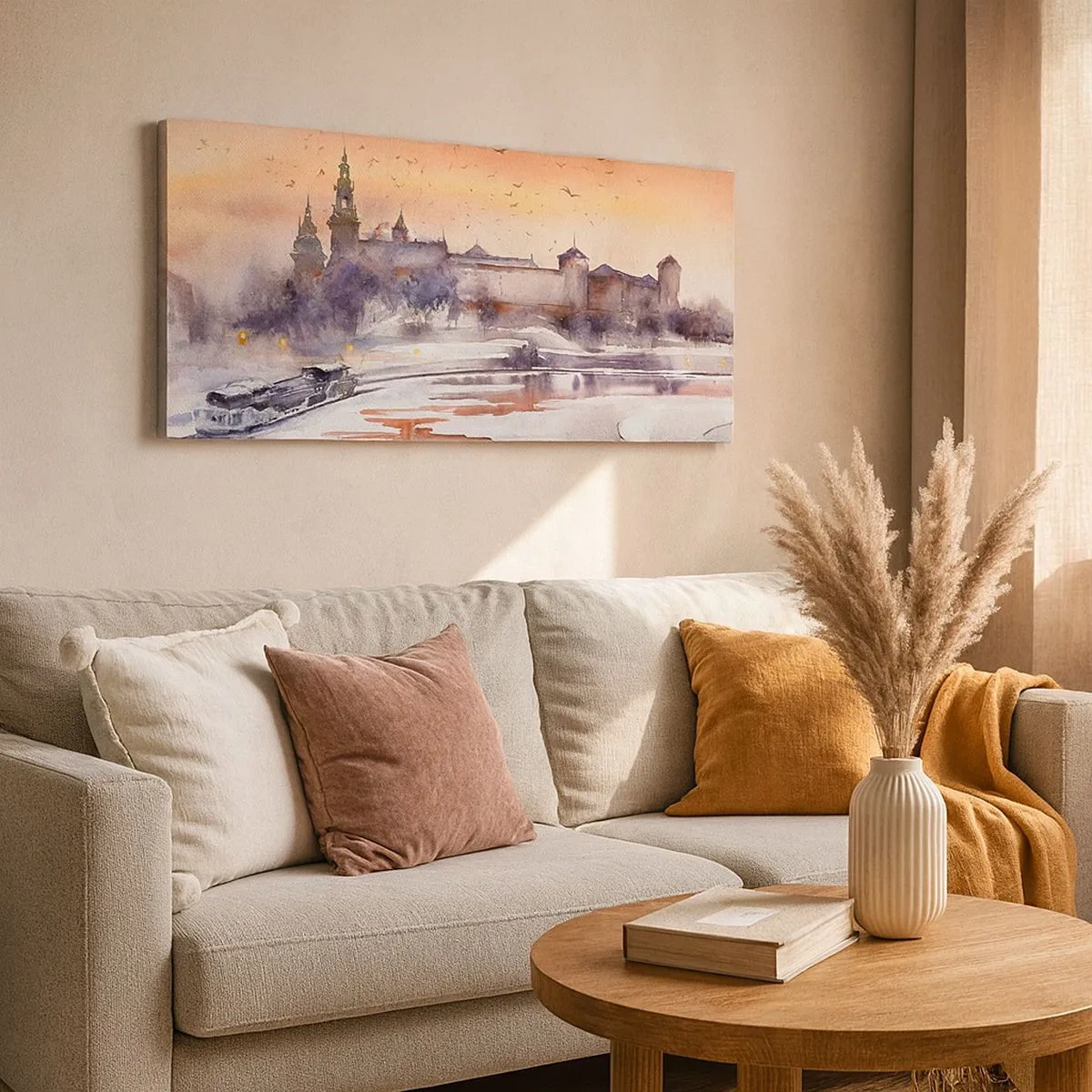 Cuadro sobre lienzo - Impresión de Imagen - Atardecer real - 100x40 cm