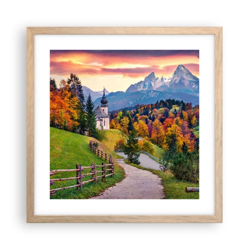 Póster en marco roble claro - Paisaje como una pintura - 40x40 cm