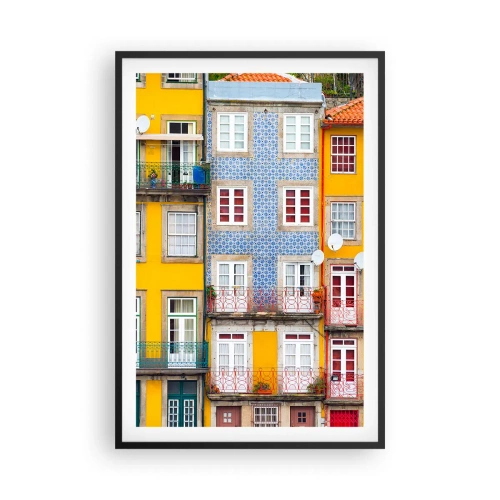 Póster en marco negro - Los colores de la ciudad vieja - 61x91 cm