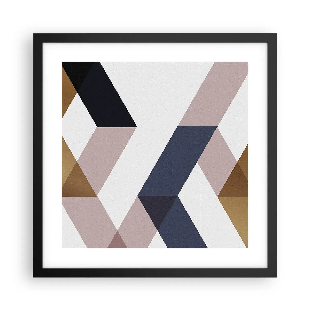 Póster en marco negro - Rectas y ángulos - 40x40 cm