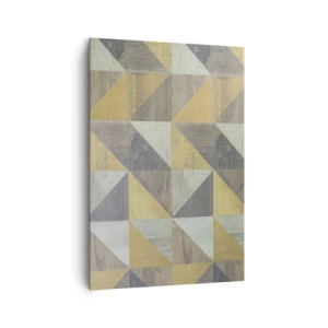 Cuadro sobre lienzo - Impresión de Imagen - Composición geométrica de triángulos en tonos tierra. - 70x100cm - El arte de los triángulos - Decoración de pared moderna para salón y dormitorio ARTTOR