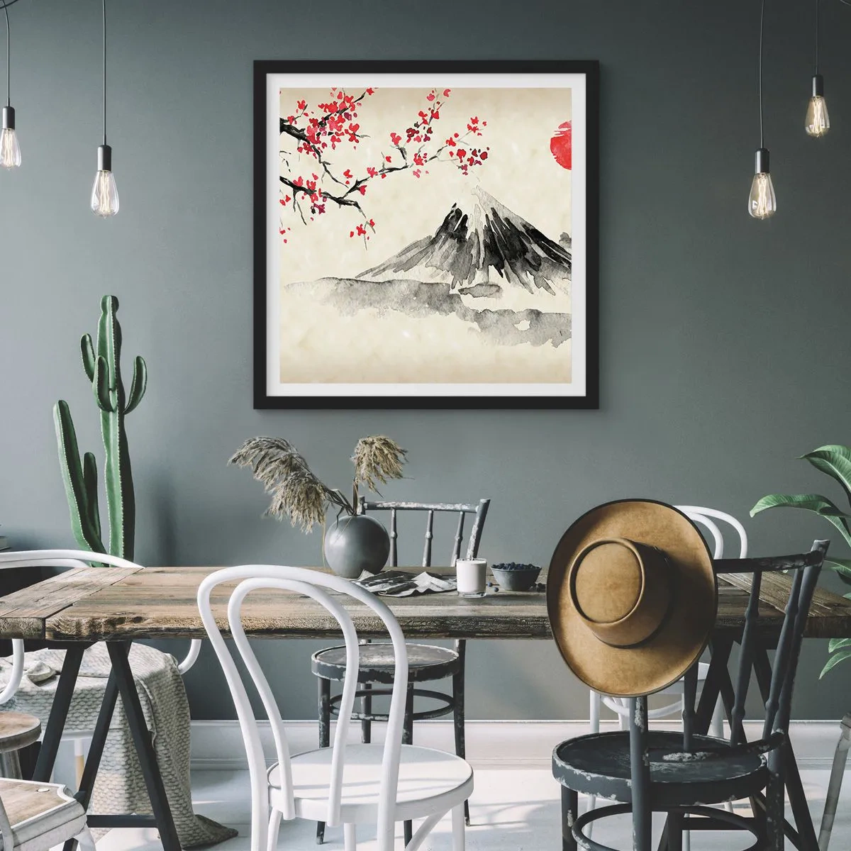 Póster en marco negro - Enamórate de Japón - 30x30 cm