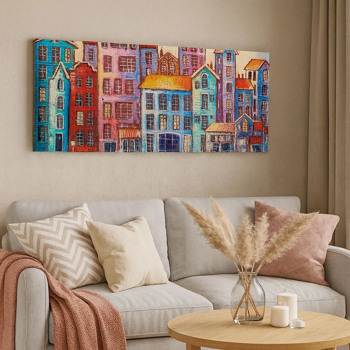 Cuadro sobre lienzo - Impresión de Imagen - Una ciudad como un cuento de hadas - 100x40 cm