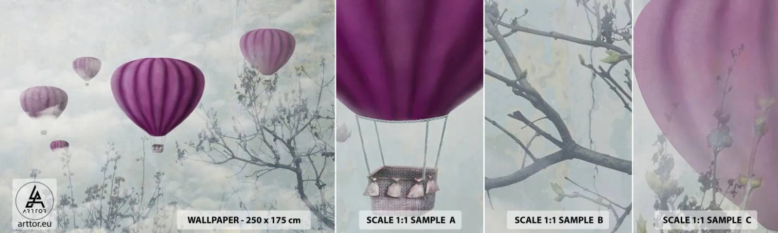 Muestra De Fotomural Standard Eco - Surcando los cielos - Abstracción, vuelo en globo, Gráficos - 100x30 cm