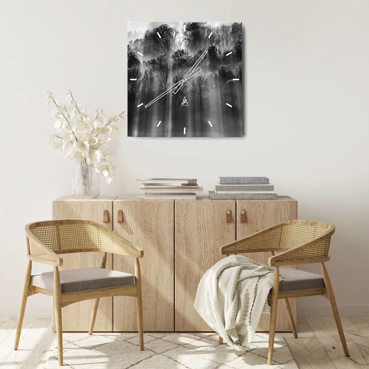 Reloj de pared - Reloj de vidrio - En los flujos de luz - 40x40 cm