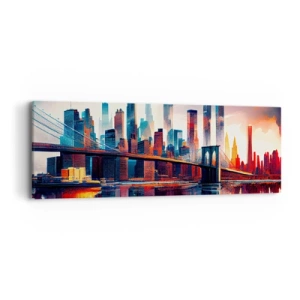 Cuadro sobre lienzo - Impresión de Imagen - Nueva York siempre luce - 90x30 cm