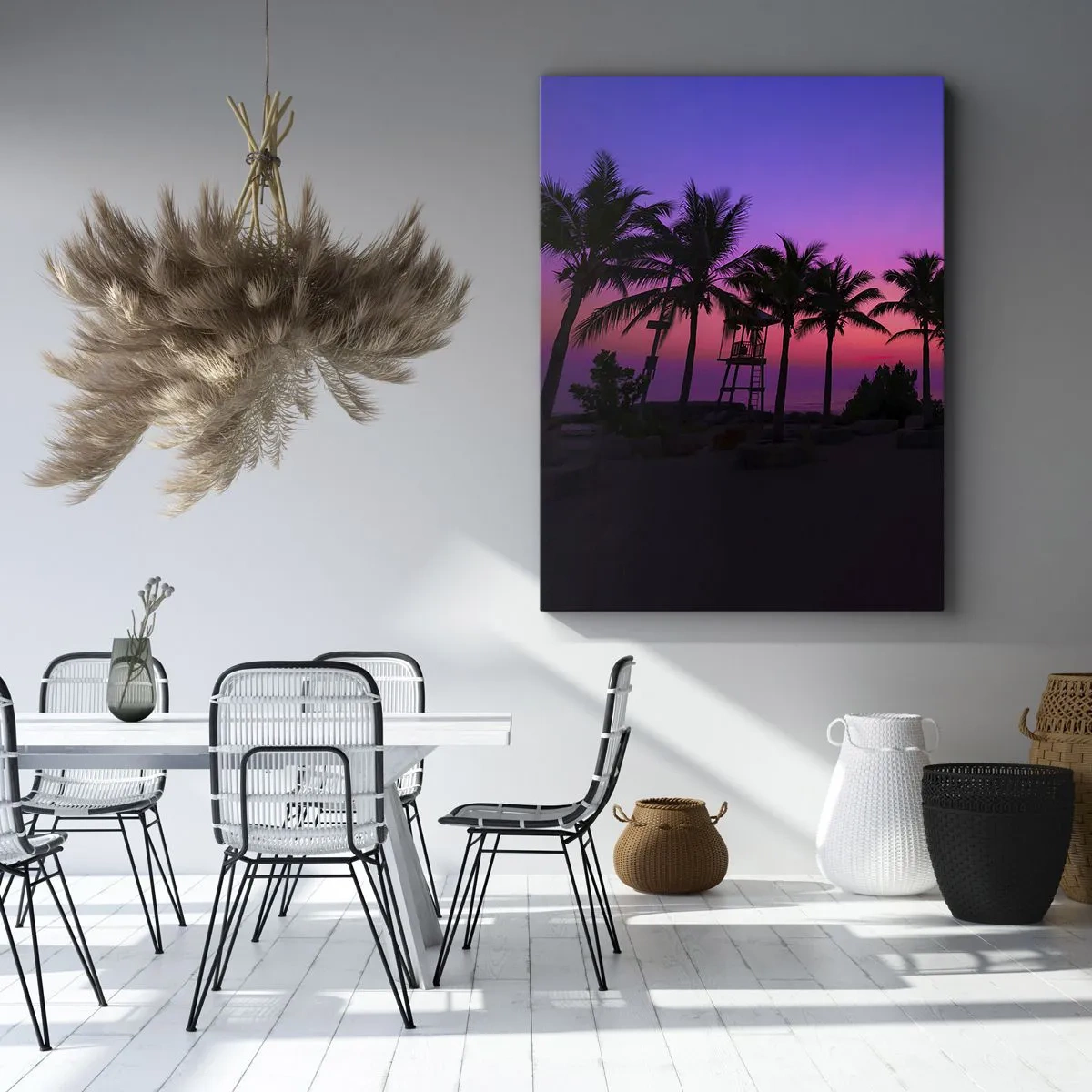 Cuadro sobre lienzo - Impresión de Imagen - Atardecer bajo las palmeras - 55x100 cm