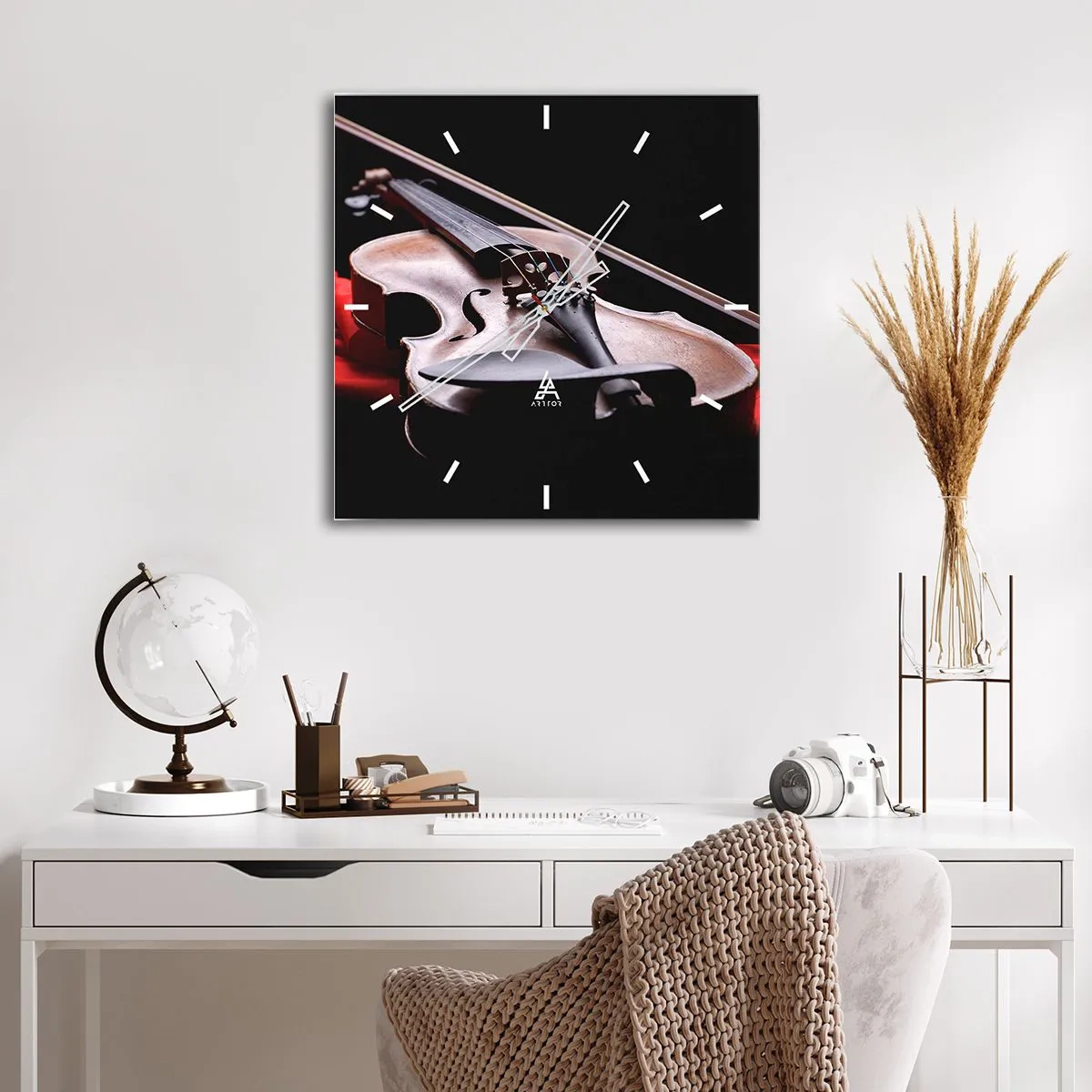 Reloj de pared - Reloj de vidrio - Música de sentimientos - 30x30 cm