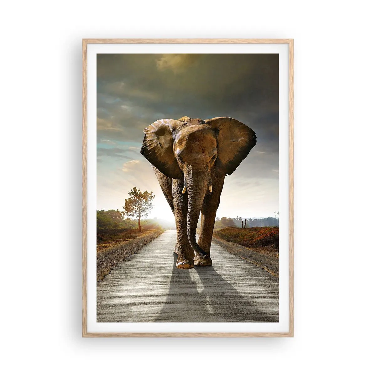 Póster en marco roble claro - Y para nada en un almacén de porcelana - 70x100 cm