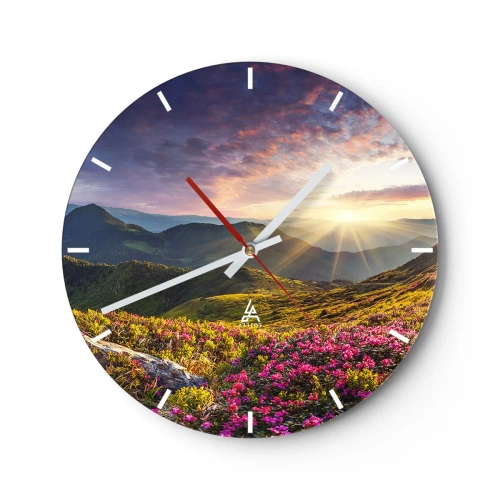 Reloj de pared - Reloj de vidrio - La frescura de una mañana de montaña - 40x40 cm