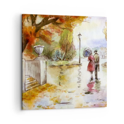 Cuadro sobre lienzo - Impresión de Imagen - Un otoño romántico en el parque - 60x60 cm
