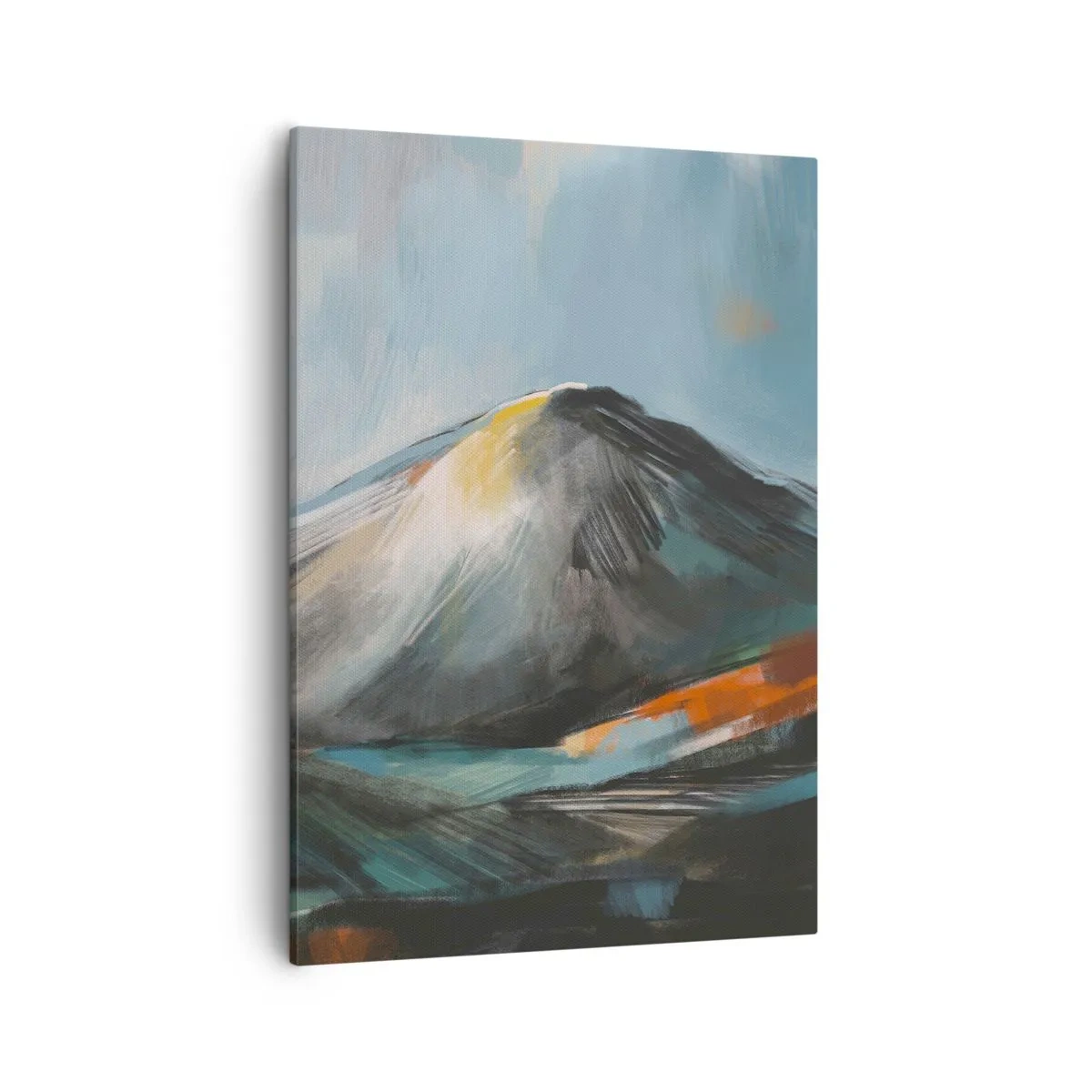 Cuadro sobre lienzo - Impresión de Imagen - Paisaje montañoso abstracto en tonos cálidos - 50x70cm - Crudo y bello - Decoración de pared moderna para salón y dormitorio ARTTOR