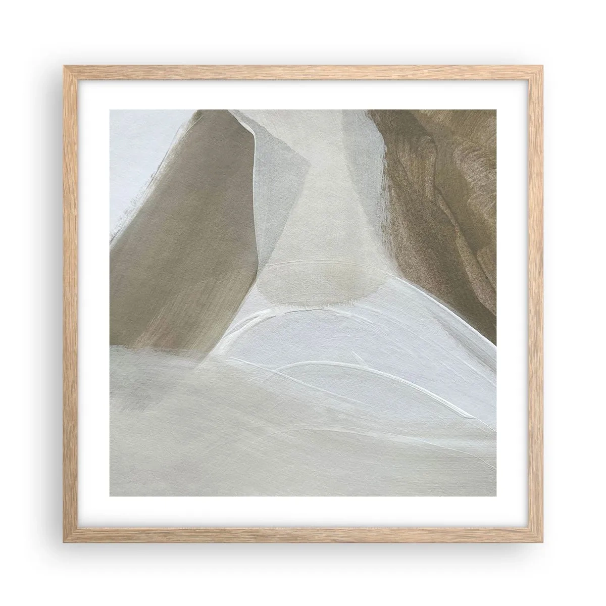 Póster en marco roble claro - Ola de blanco - 50x50 cm