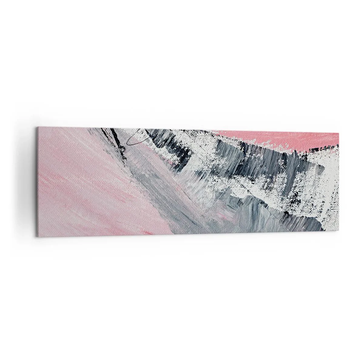 Cuadro sobre lienzo - Impresión de Imagen - Una composición abstracta en tonos rosa y gris. - 160x50cm - Composición a juego - Decoración de pared moderna para salón y dormitorio ARTTOR