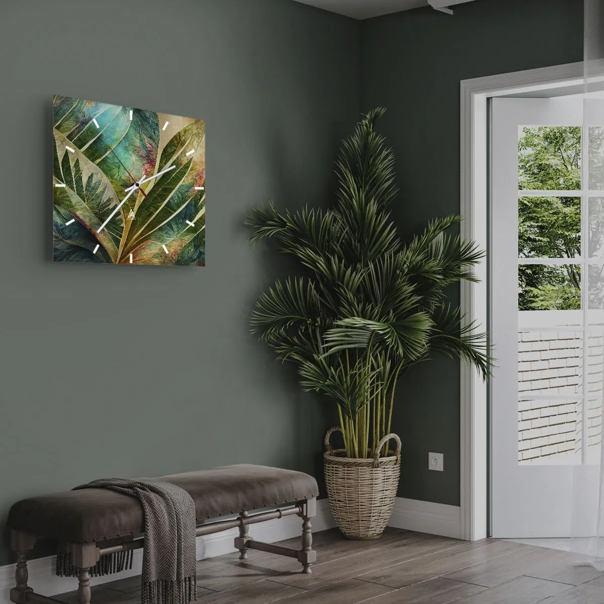 Reloj de pared - Reloj de vidrio - Los colores del trópico - 40x40 cm