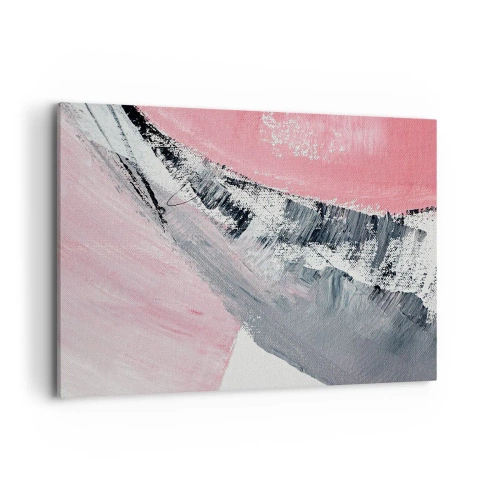 Cuadro sobre lienzo - Impresión de Imagen - Una composición abstracta en tonos rosa y gris. - 100x70cm - Composición a juego - Decoración de pared moderna para salón y dormitorio ARTTOR