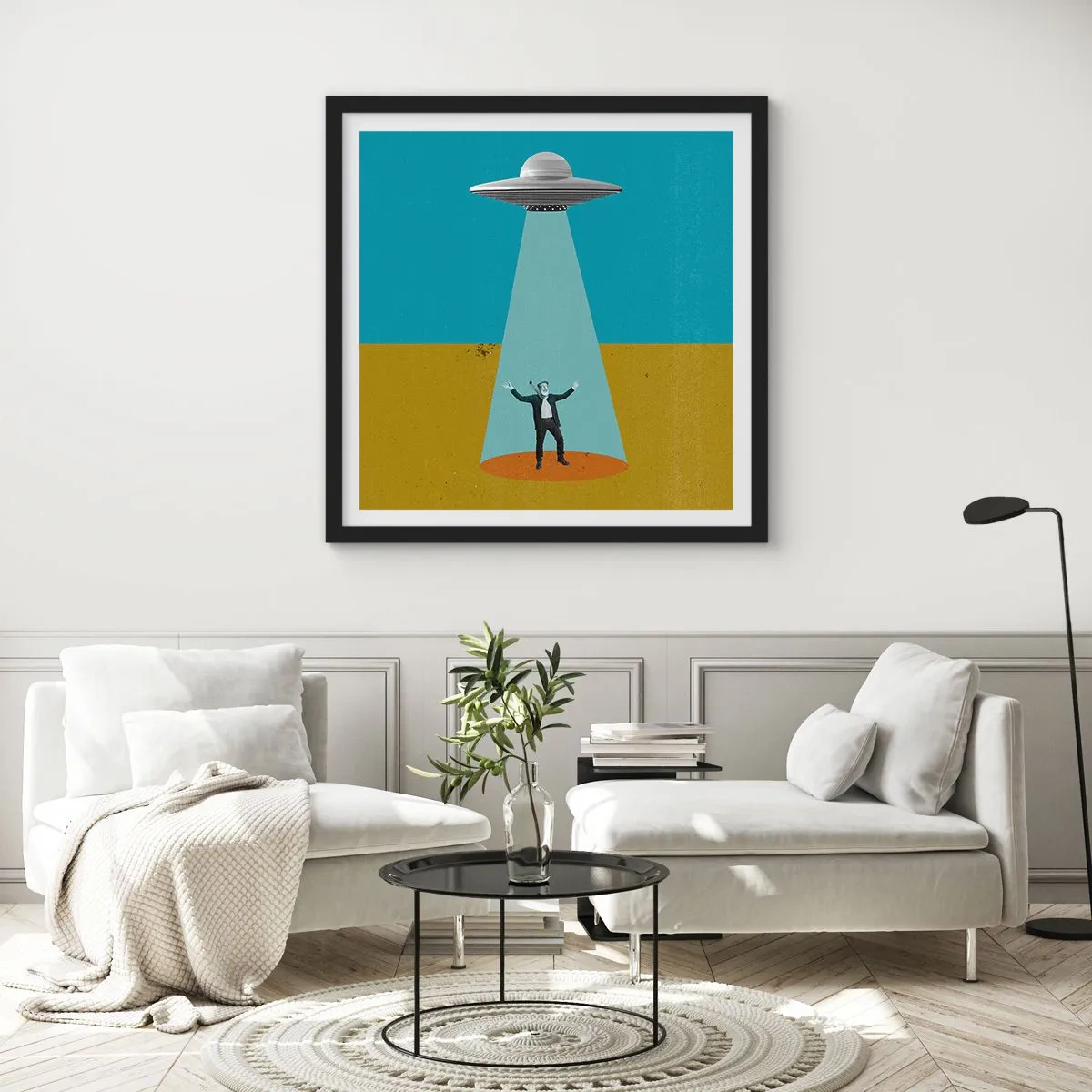 Póster en marco negro - Un encuentro cercano - 40x40 cm