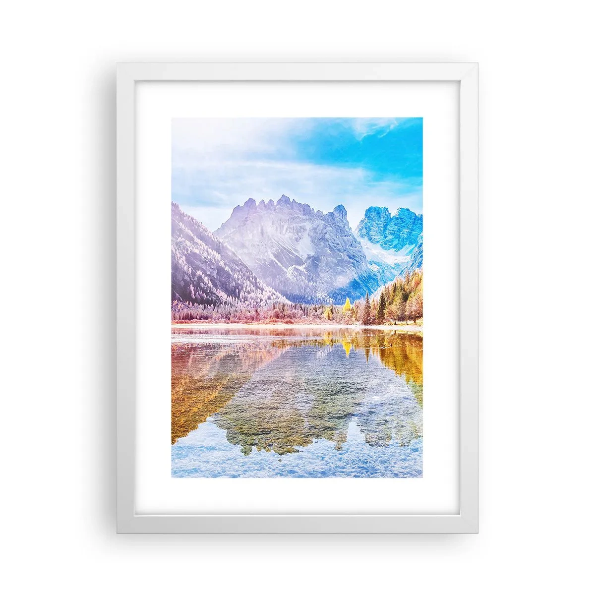 Póster en marco blanco - Ya es otoño en las montañas - 30x40 cm