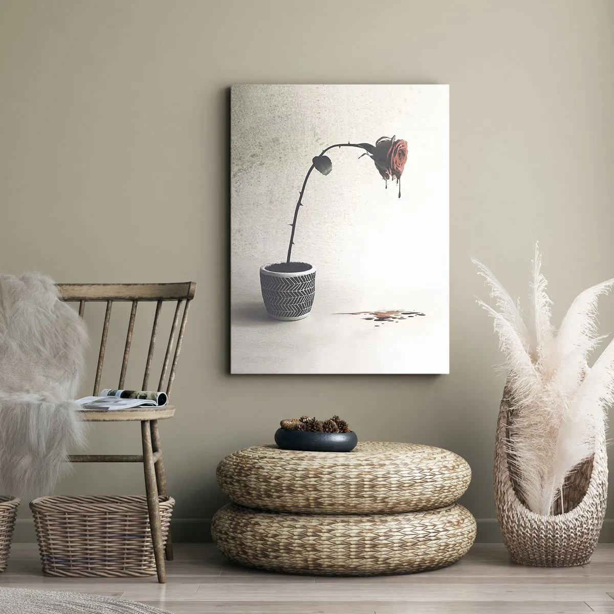 Cuadro sobre lienzo - Impresión de Imagen - Rosa dolorosa - 55x100 cm