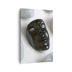 Cuadro sobre lienzo - Impresión de Imagen - Máscaras en blanco y negro sobre un fondo claro - 80x120cm - ¿Cómo destacar? - Decoración de pared moderna para salón y dormitorio ARTTOR