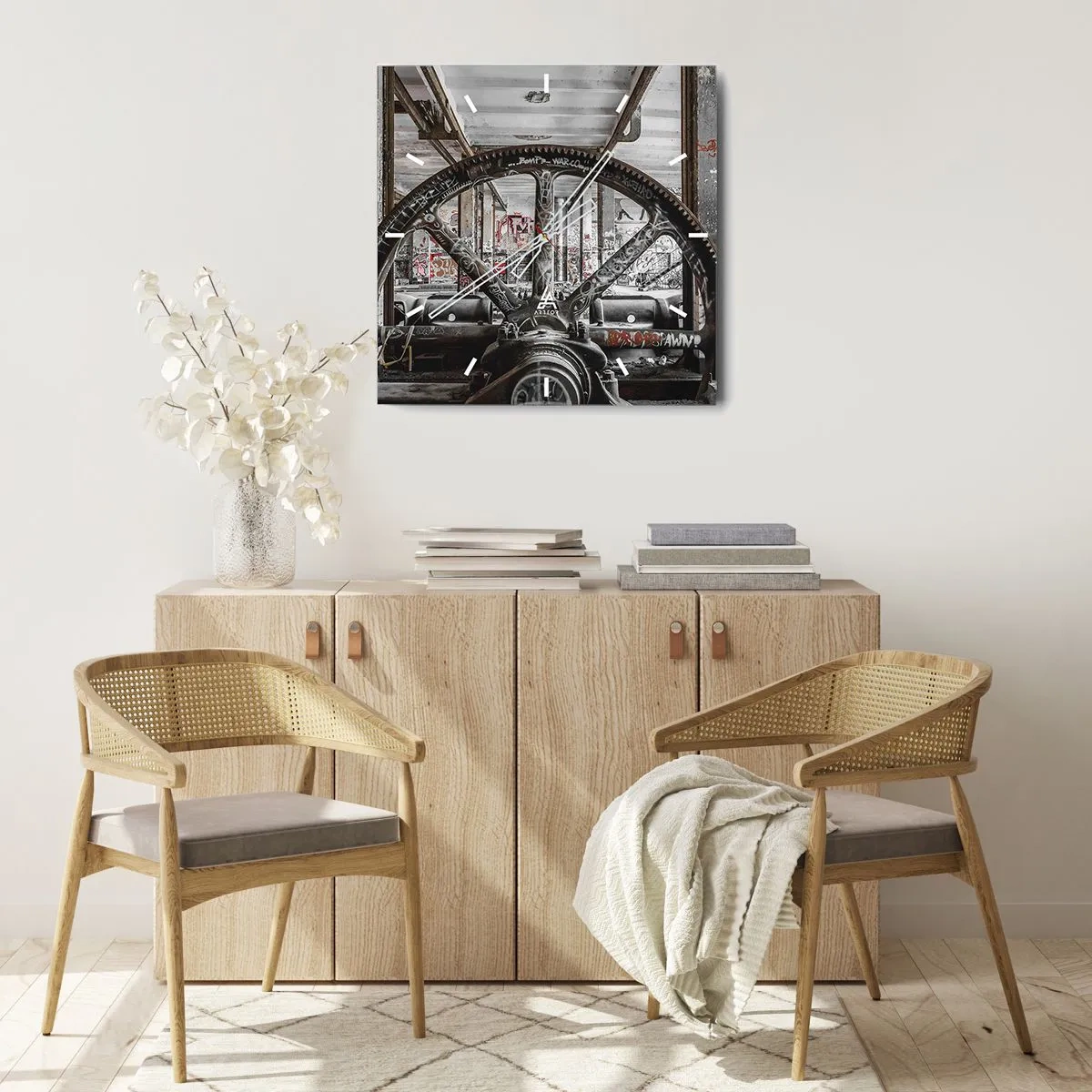 Reloj de pared - Reloj de vidrio - La vida secreta de una fábrica - 30x30 cm