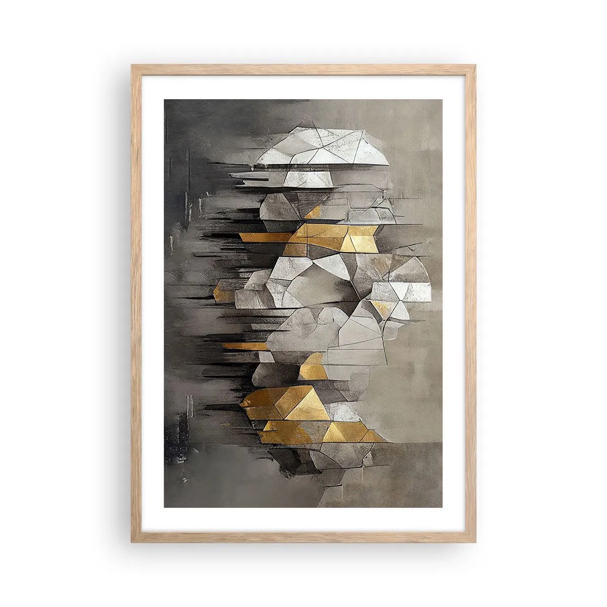Póster en marco roble claro - Composición hecha de hielo y luz - 50x70 cm