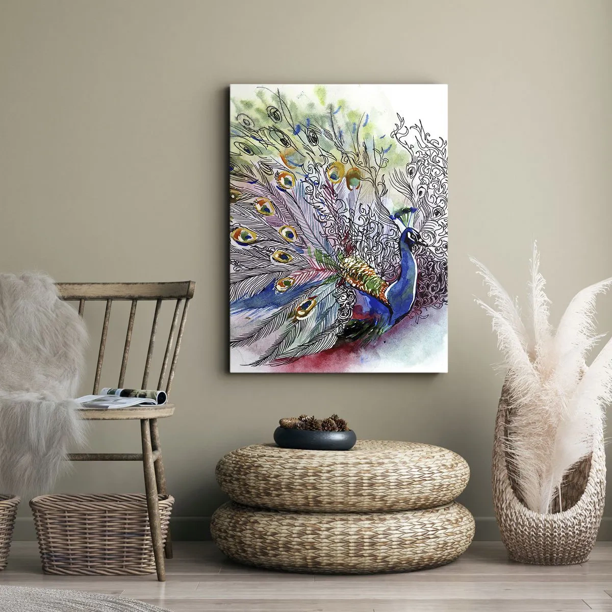 Cuadro sobre lienzo - Impresión de Imagen - Con orgullo contra el gris  - 45x80 cm