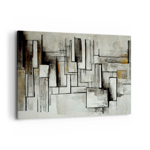 Cuadro sobre lienzo - Impresión de Imagen - Rectángulos abstractos en tonos de gris y negro. - 120x80cm - El poder de la sencillez - Decoración de pared moderna para salón y dormitorio ARTTOR