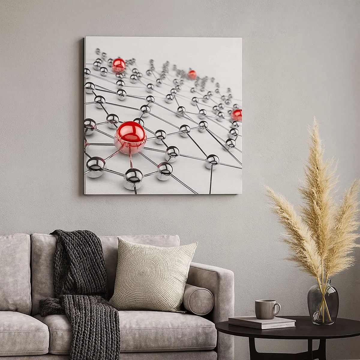 Cuadro sobre lienzo - Impresión de Imagen - Una red plateada - 30x30 cm