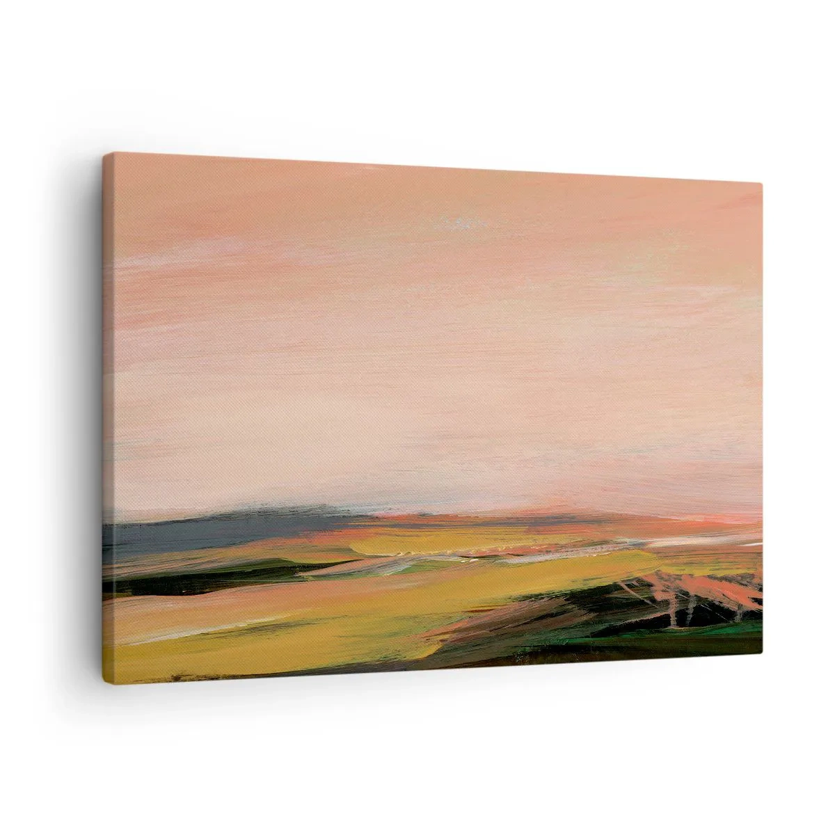 Cuadro sobre lienzo - Impresión de Imagen - Un paisaje en tonos rosa y dorado. - 70x50cm - En tono rosa - Decoración de pared moderna para salón y dormitorio ARTTOR