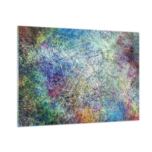 Cuadro sobre vidrio - Impresiones sobre Vidrio - Abstracción colorida con líneas dinámicas. - 100x70cm - No es tan fácil - Decoración de pared moderna para salón y dormitorio ARTTOR