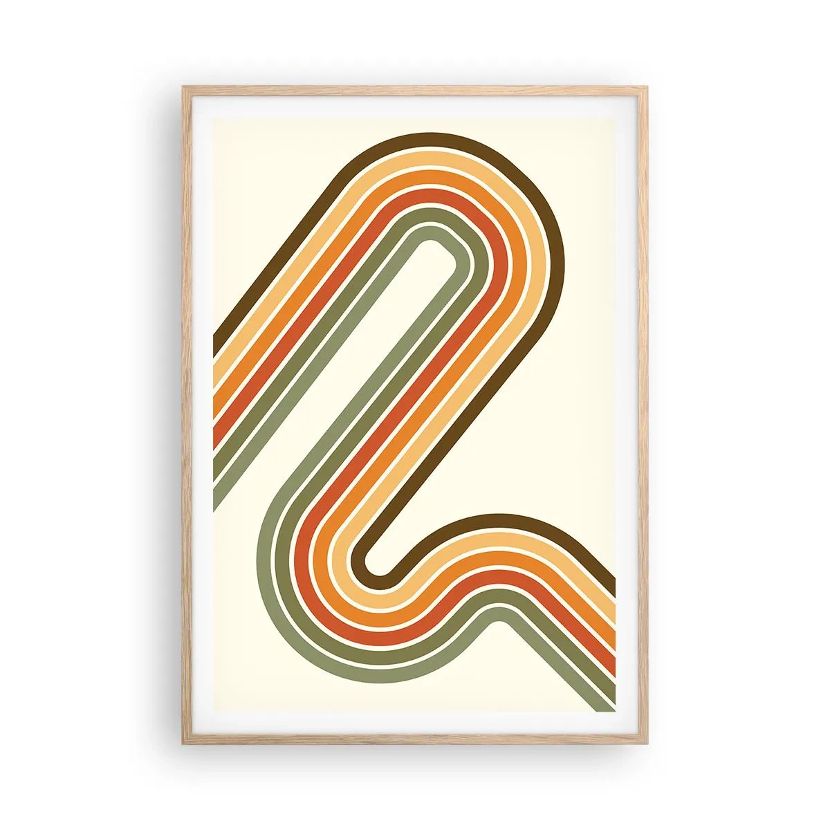 Póster en marco roble claro - Zigzagueando hasta su destino - 70x100 cm