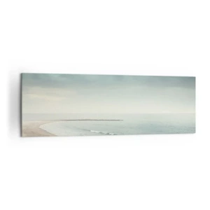 Cuadro sobre lienzo - Impresión de Imagen - Una figura solitaria en una playa desierta junto a un mar en calma. - 160x50cm - En busca de la paz - Decoración de pared moderna para salón y dormitorio ARTTOR