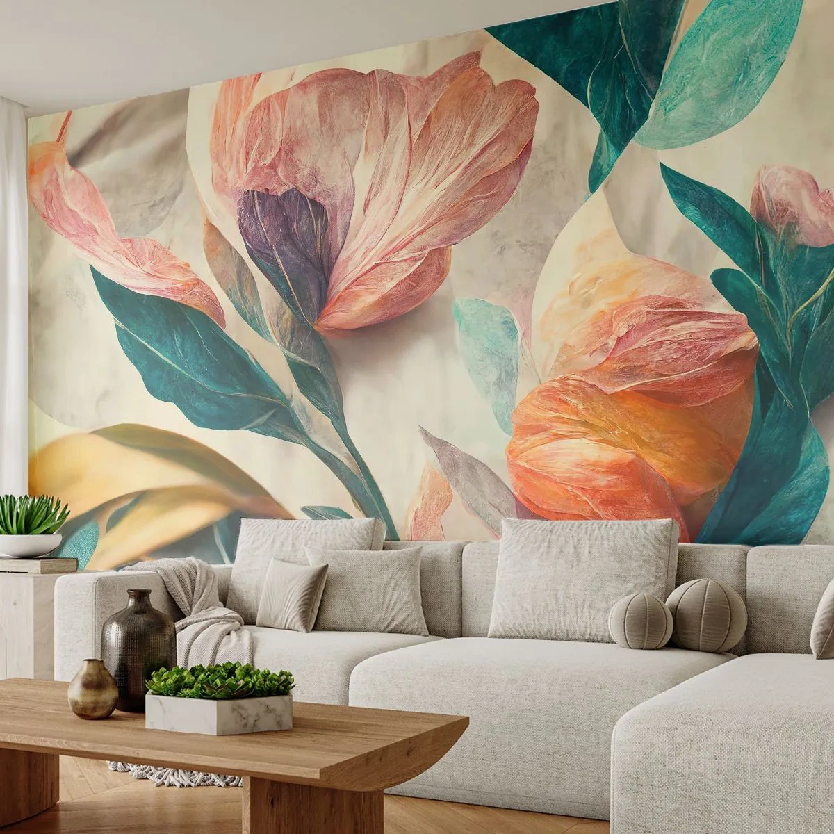 Fotomural Autadhesivo Deluxe Sticker - Flores de las islas del sur - flores, Vintage, Botánica - 500x350 cm