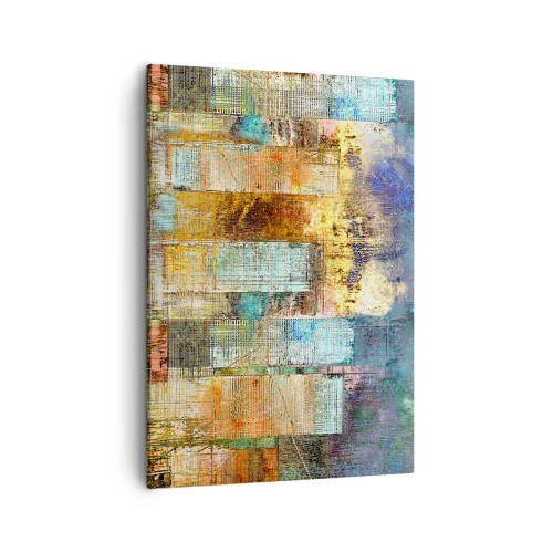 Cuadro sobre lienzo - Impresión de Imagen - Rascacielos abstractos de estilo industrial - 50x70cm - Metrópolis soleada - Decoración de pared moderna para salón y dormitorio ARTTOR