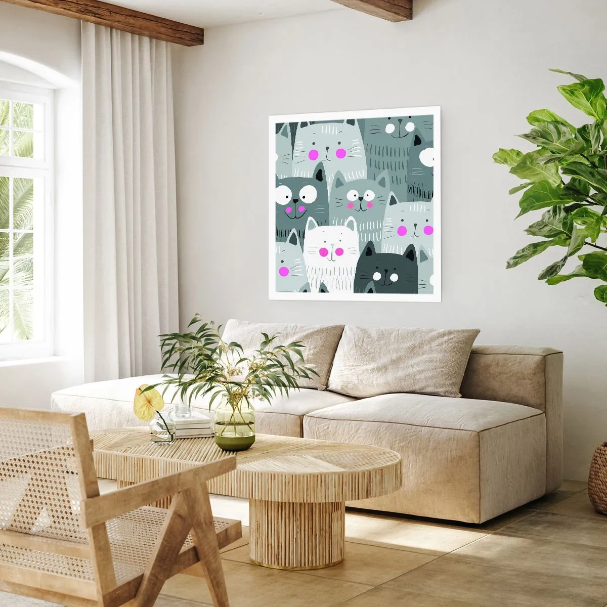 Póster - El mundo de los gatos - 60x60 cm