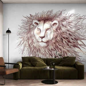 Fotomural Standard Eco - Un león majestuoso en una ilustración artística y estilizada. - 100x70cm - Gobernante extravagante - Decoración de pared moderna para salón y dormitorio ARTTOR