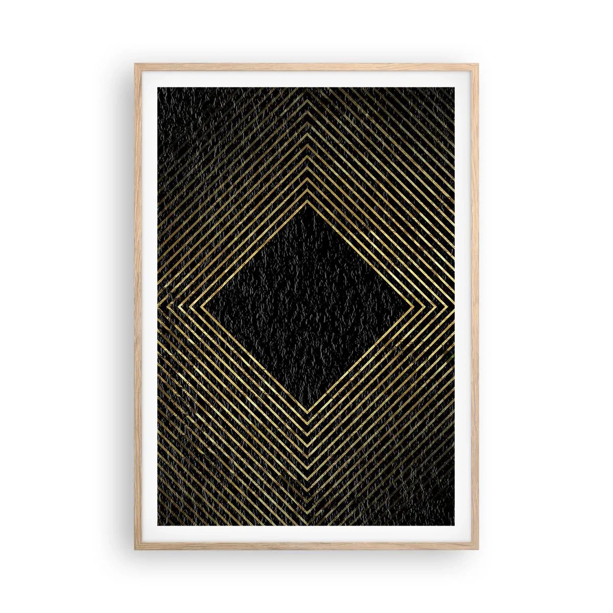 Póster en marco roble claro - Geometría al estilo glamour - 70x100 cm