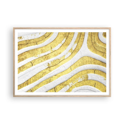 Póster en marco roble claro - Una composición en blanco y oro - 100x70 cm