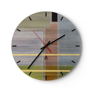 Reloj de pared - Reloj de vidrio - Rectángulos de colores en disposición horizontal y vertical - 30x30cm - Recto y tranquilo - Decoración de pared moderna para salón, cocina y dormitorio ARTTOR