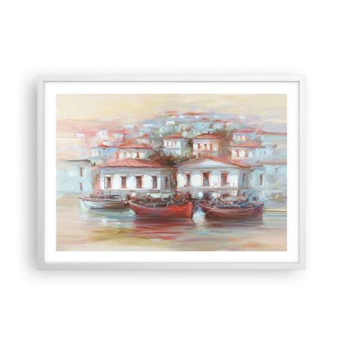 Póster en marco blanco - Ciudad feliz - 70x50 cm