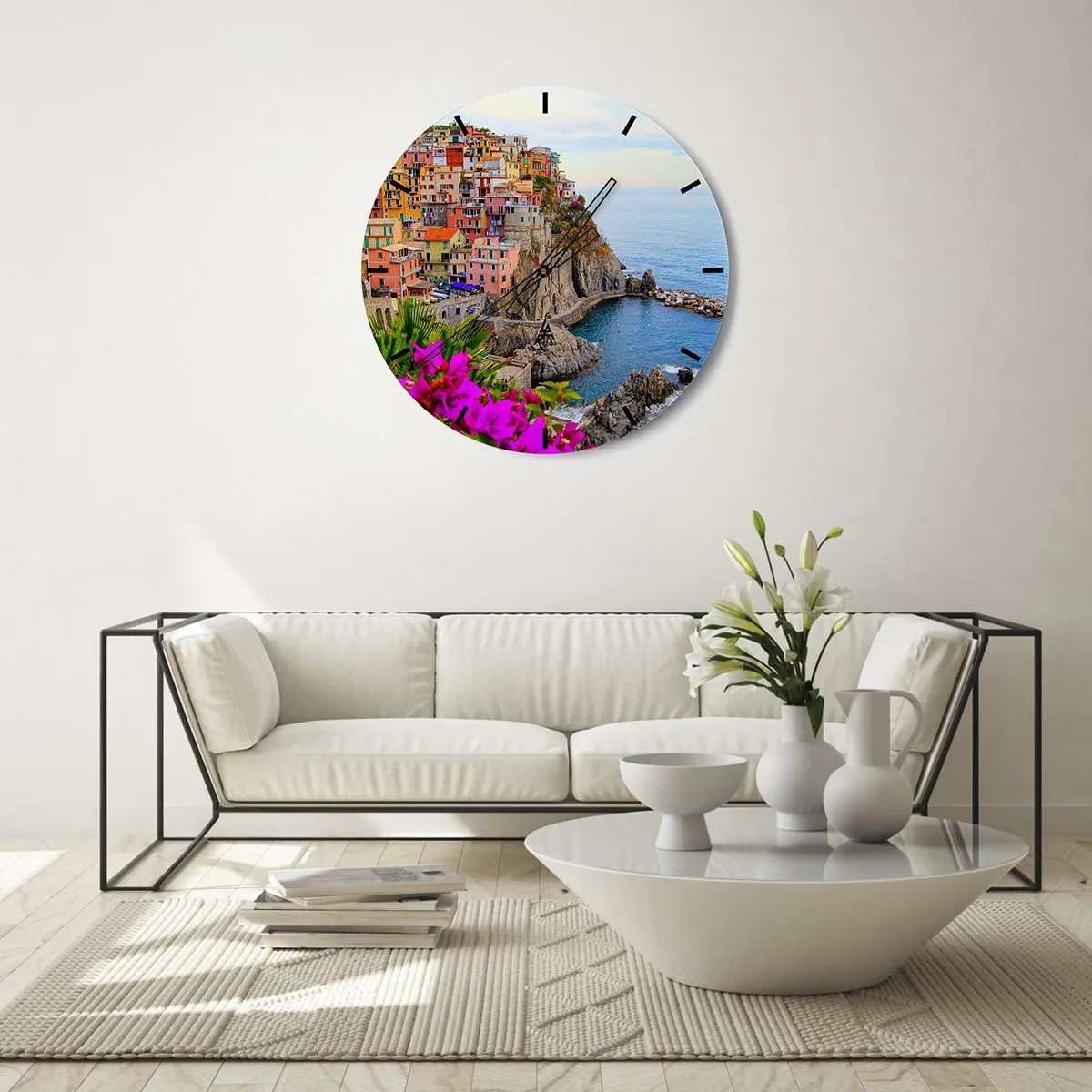 Reloj de pared - Reloj de vidrio - La ciudad de la risa - 30x30 cm