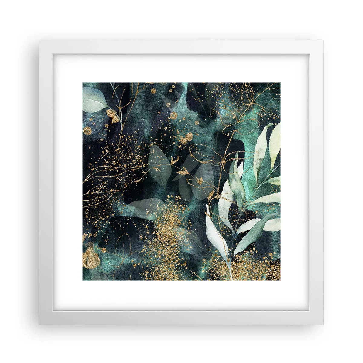 Póster en marco blanco - Jardín encantado - 30x30 cm