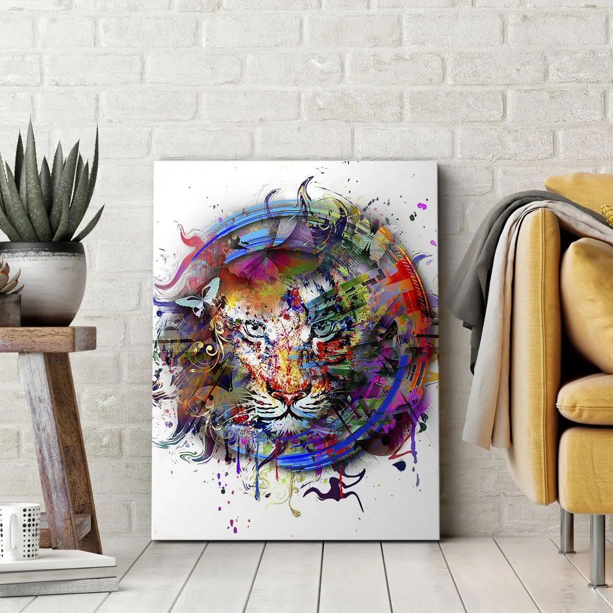 Cuadro sobre lienzo - Impresión de Imagen - Al acecho tras la cortina arco iris - 65x120 cm